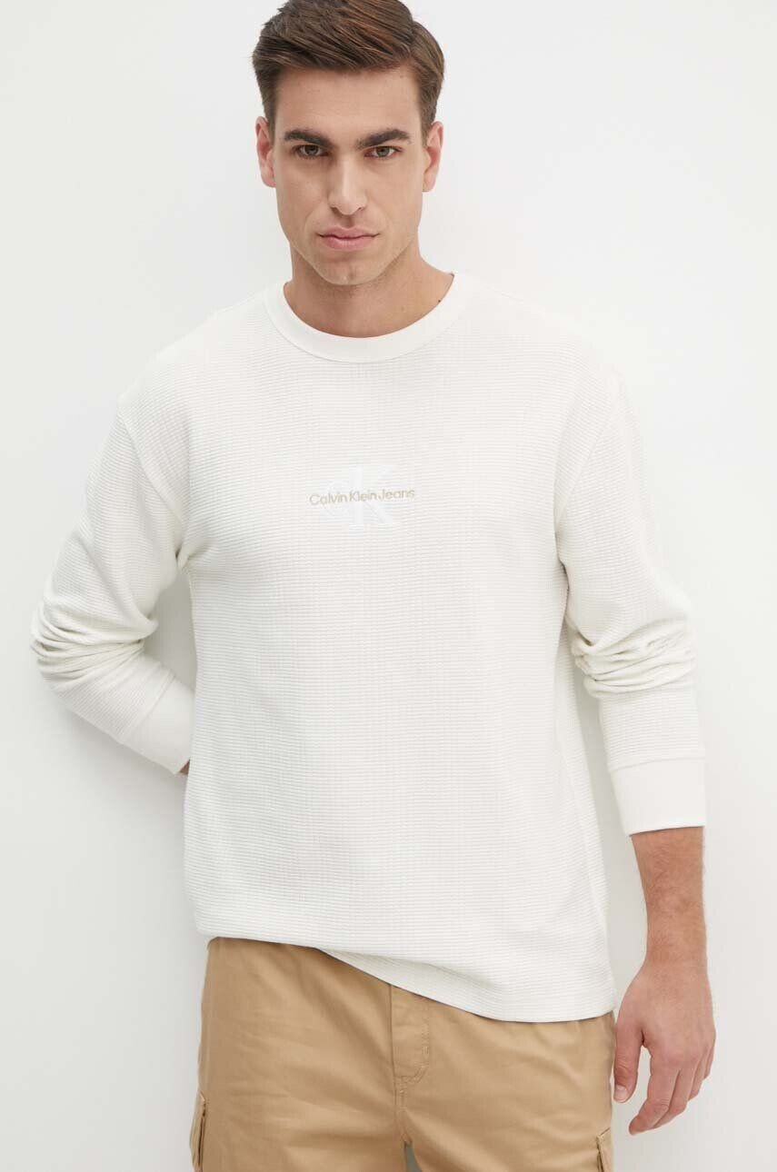 

Хлопковая толстовка Calvin Klein Jeans, бежевый