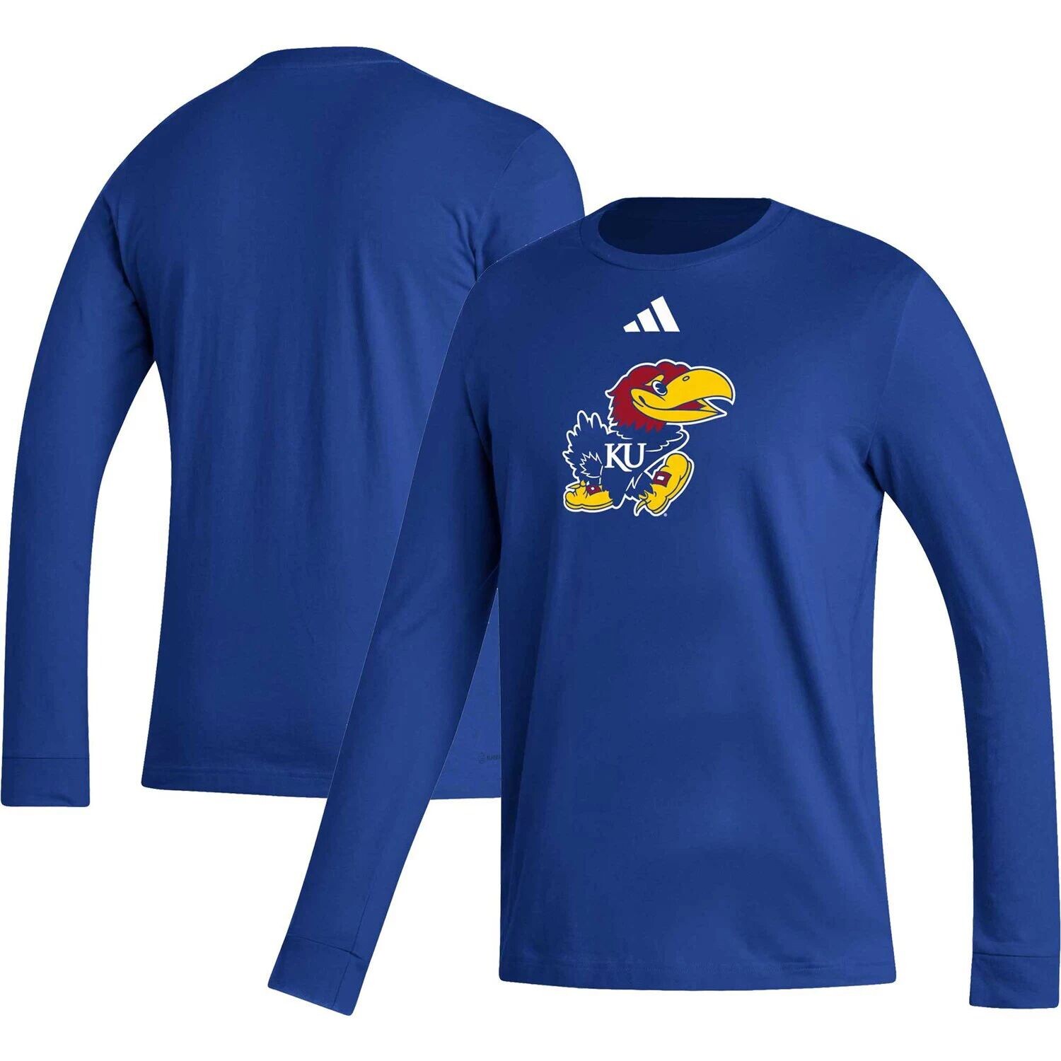 

Мужская футболка с длинным рукавом и логотипом Royal Kansas Jayhawks Locker Fresh adidas