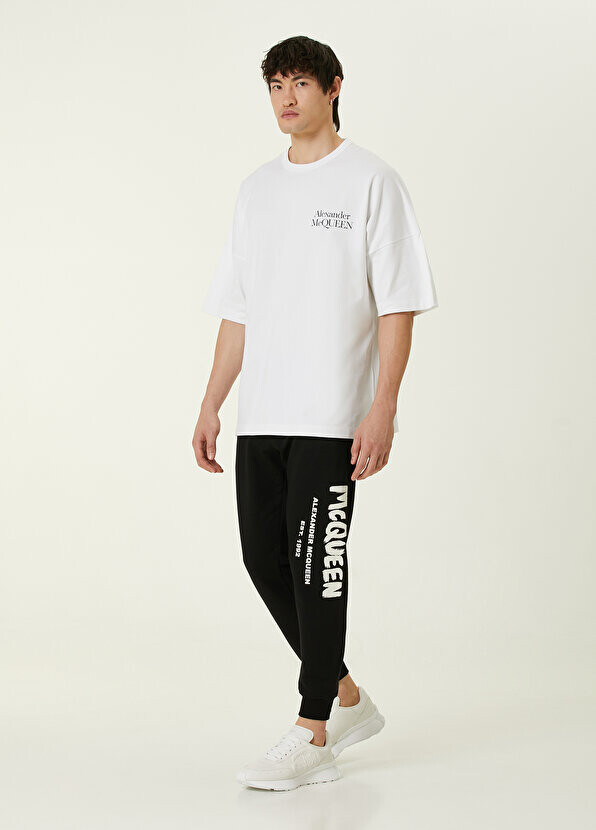

Черно-белые спортивные штаны-джоггеры с логотипом Alexander McQueen, Черный