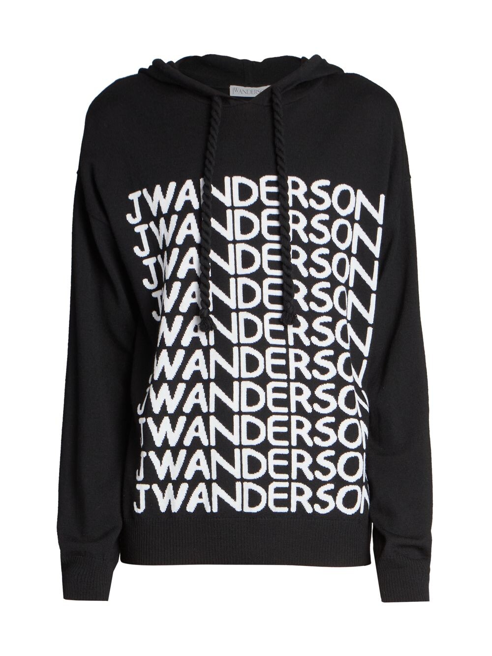 

Худи из мериносовой шерсти с повторяющимся логотипом JW Anderson, черный