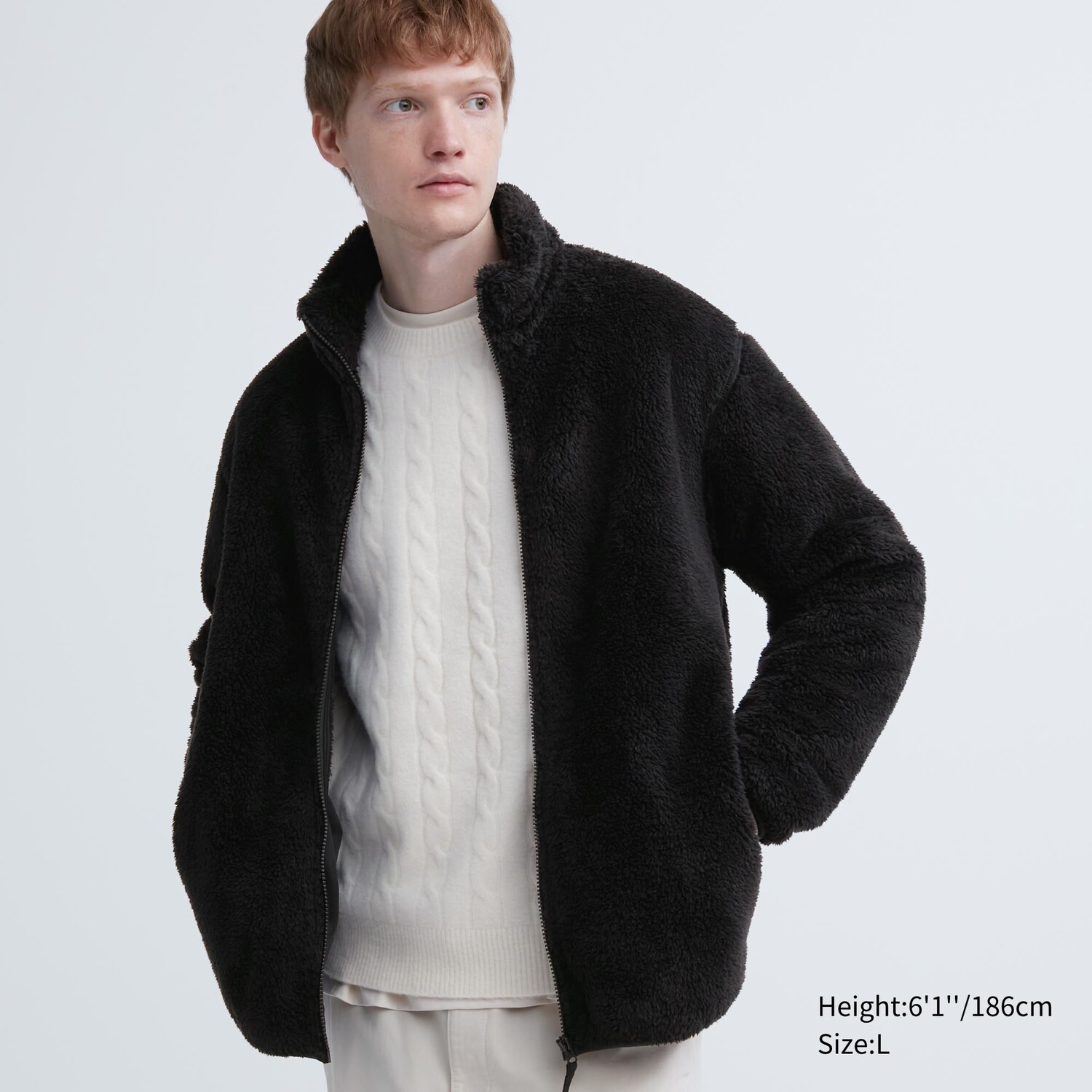 

Куртка из пушистого флиса на молнии UNIQLO, черный