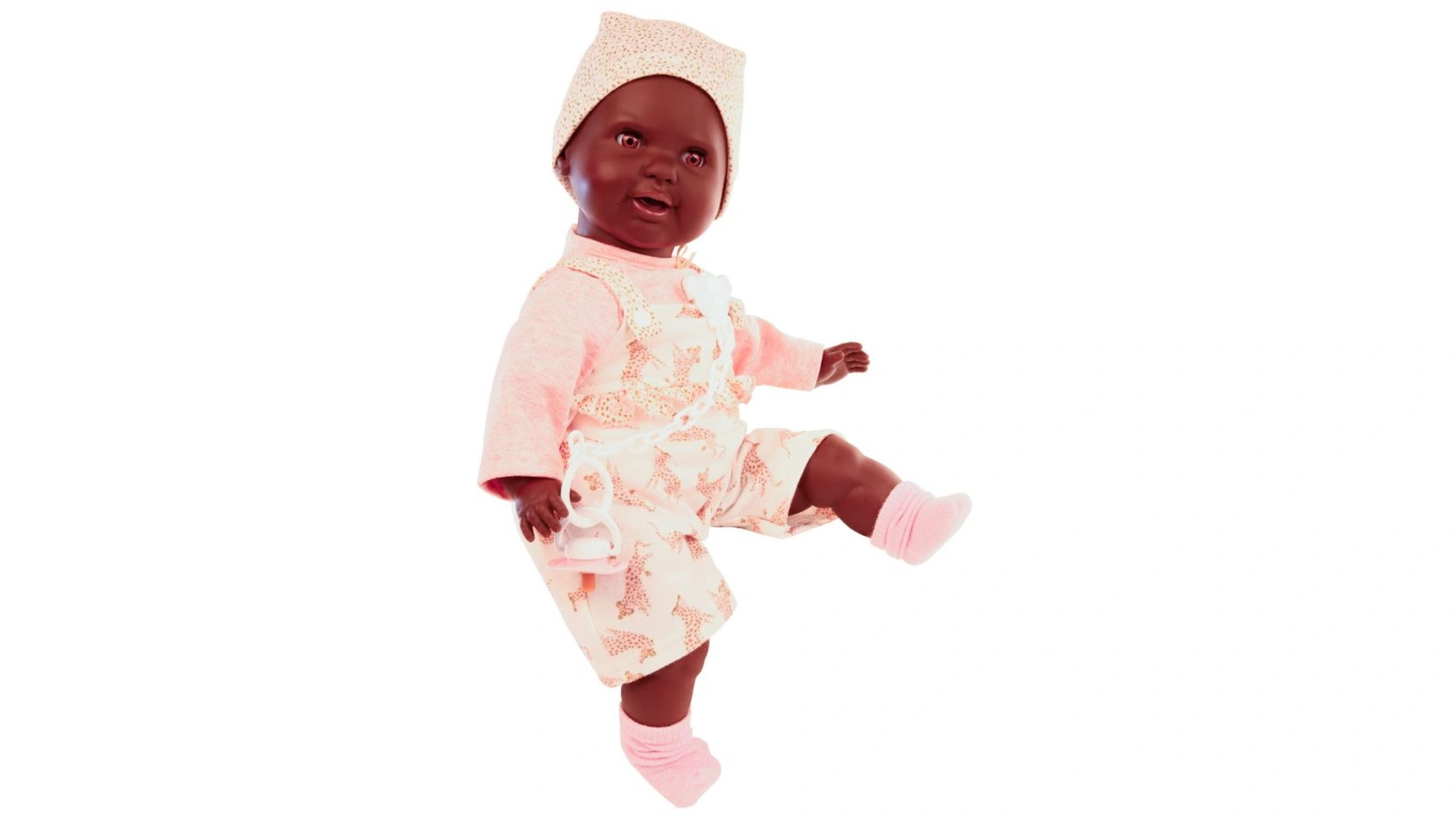 Schildkroet-Puppen Соска-пустышка baby Lenchen 37 см, роспись волос, карие спящие глаза, одежда розового/белого цвета