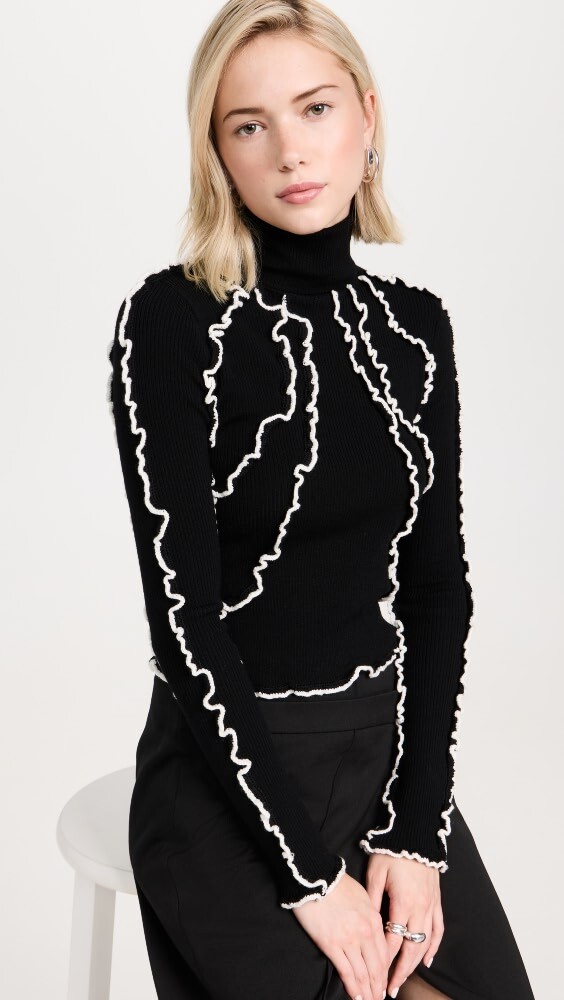 

Свитер Sea Elin Ribbed with Ruffles, черный