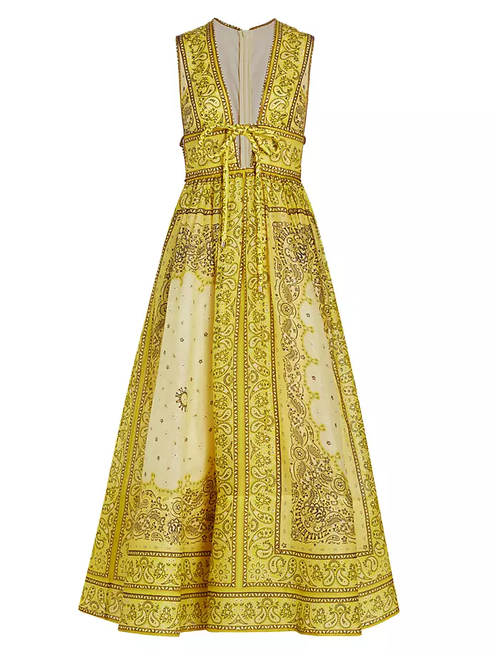 цена Платье макси из льна и шелка с бантом Matchmaker Zimmermann, цвет yellow bandana