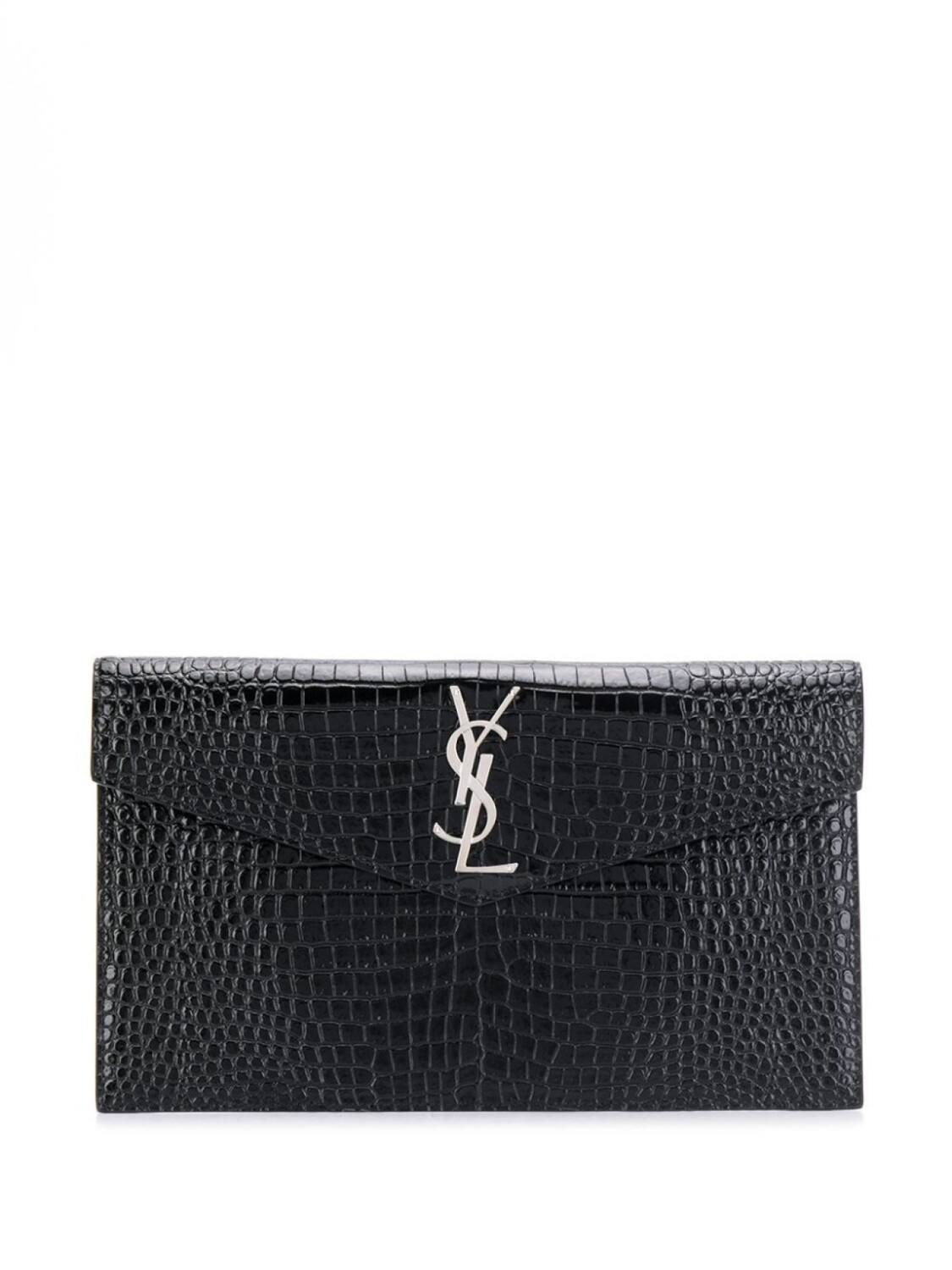 

Saint Laurent клатч Uptown с тиснением под кожу крокодила, черный