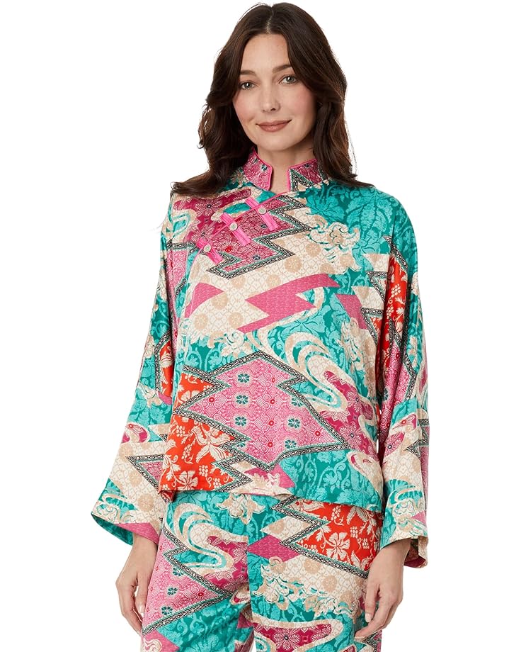 Пижамный комплект Natori Orient Express Satin PJ Set, цвет Teal Combo