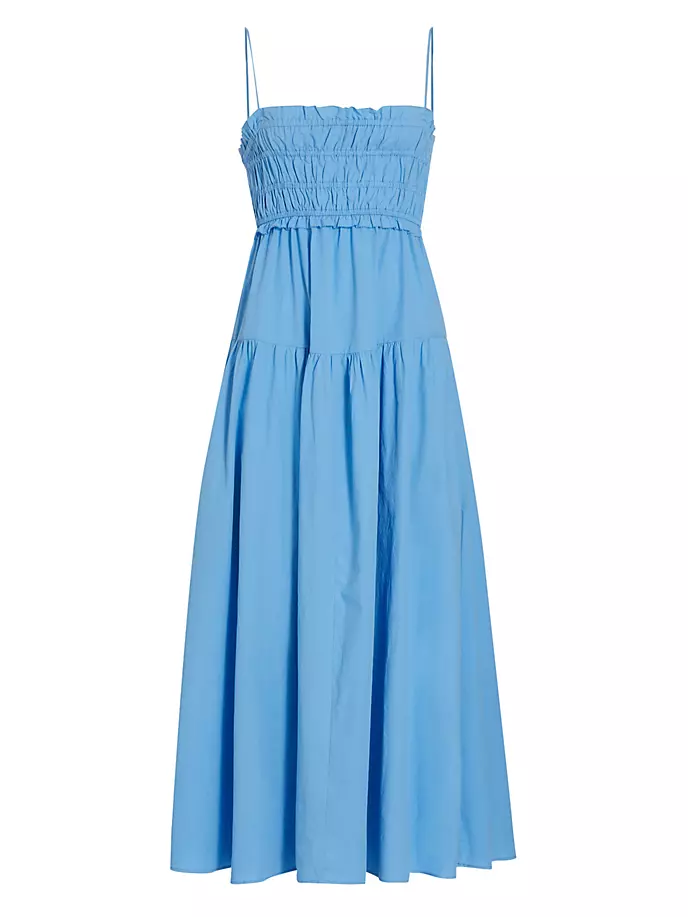 цена Хлопковое платье-миди со сборками Kivari, синий