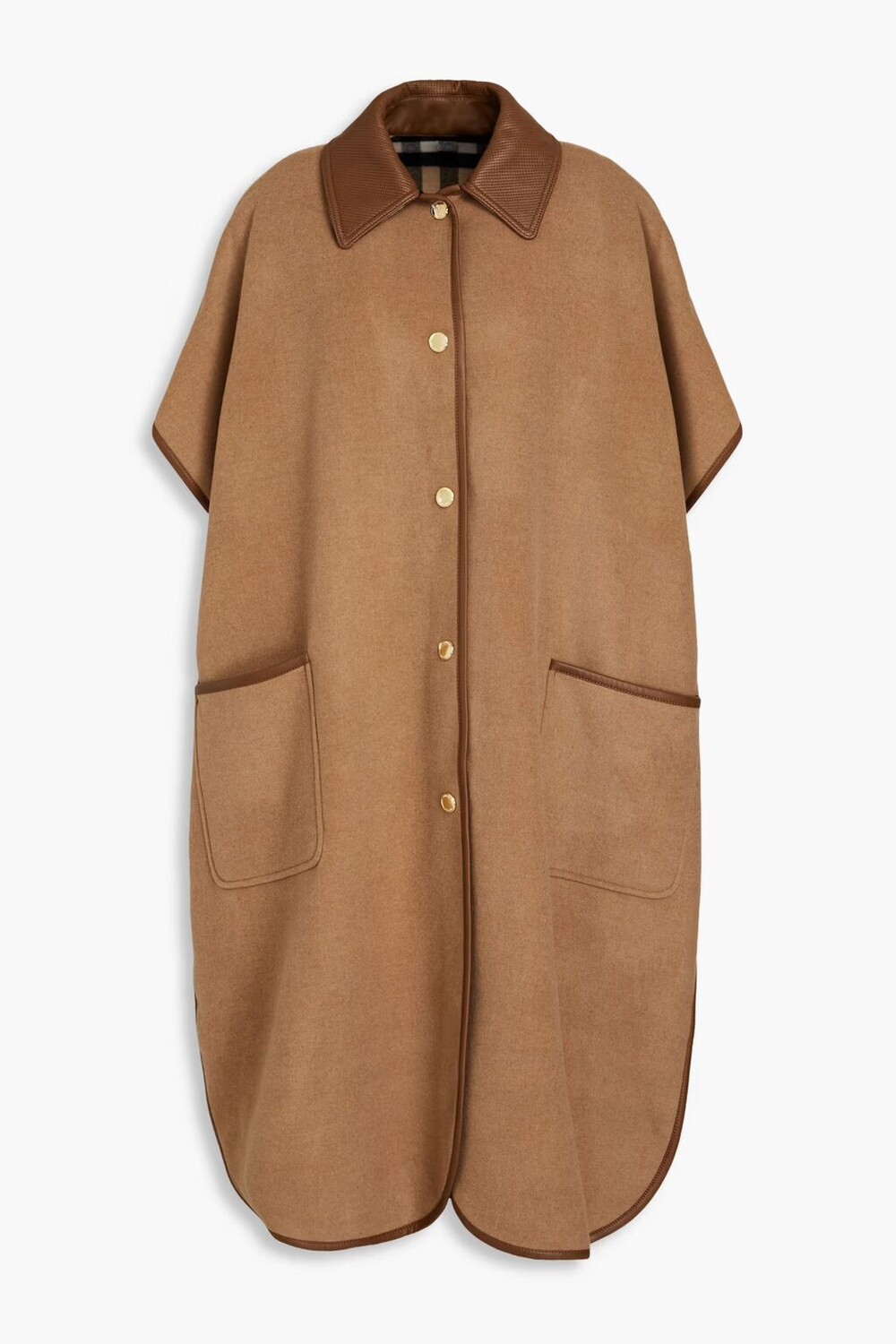 

Пальто из шерстяного фетра с кожаной отделкой Burberry, песок