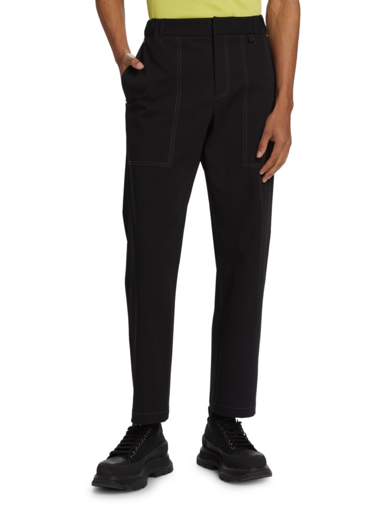 Саржевые брюки с полуспиной и прямыми штанинами Helmut Lang, черный