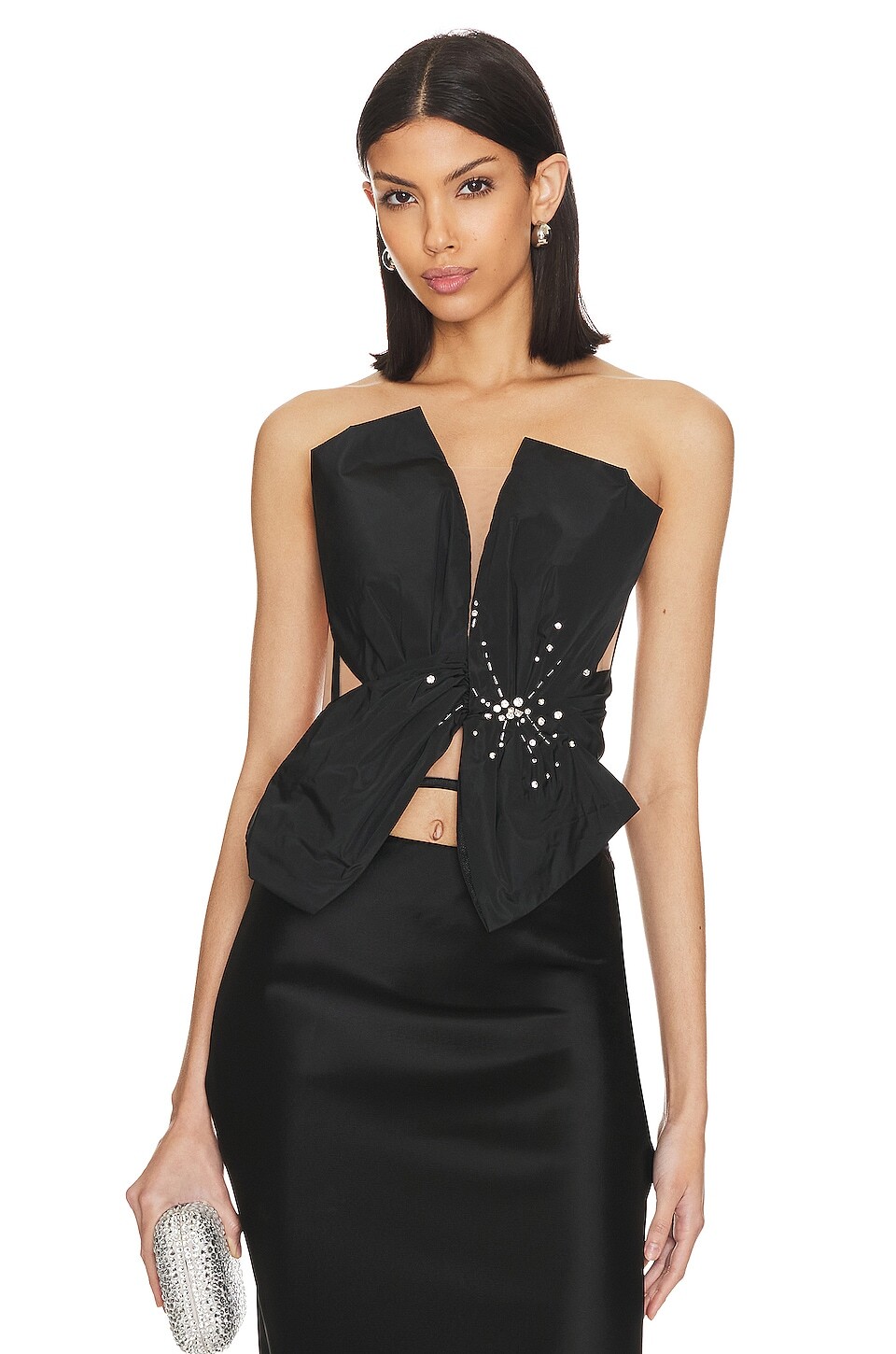

Топ Nafsika Skourti Corset Knot, черный