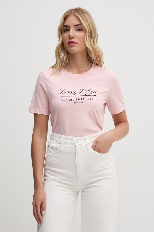 

Хлопковая футболка Tommy Hilfiger, розовый