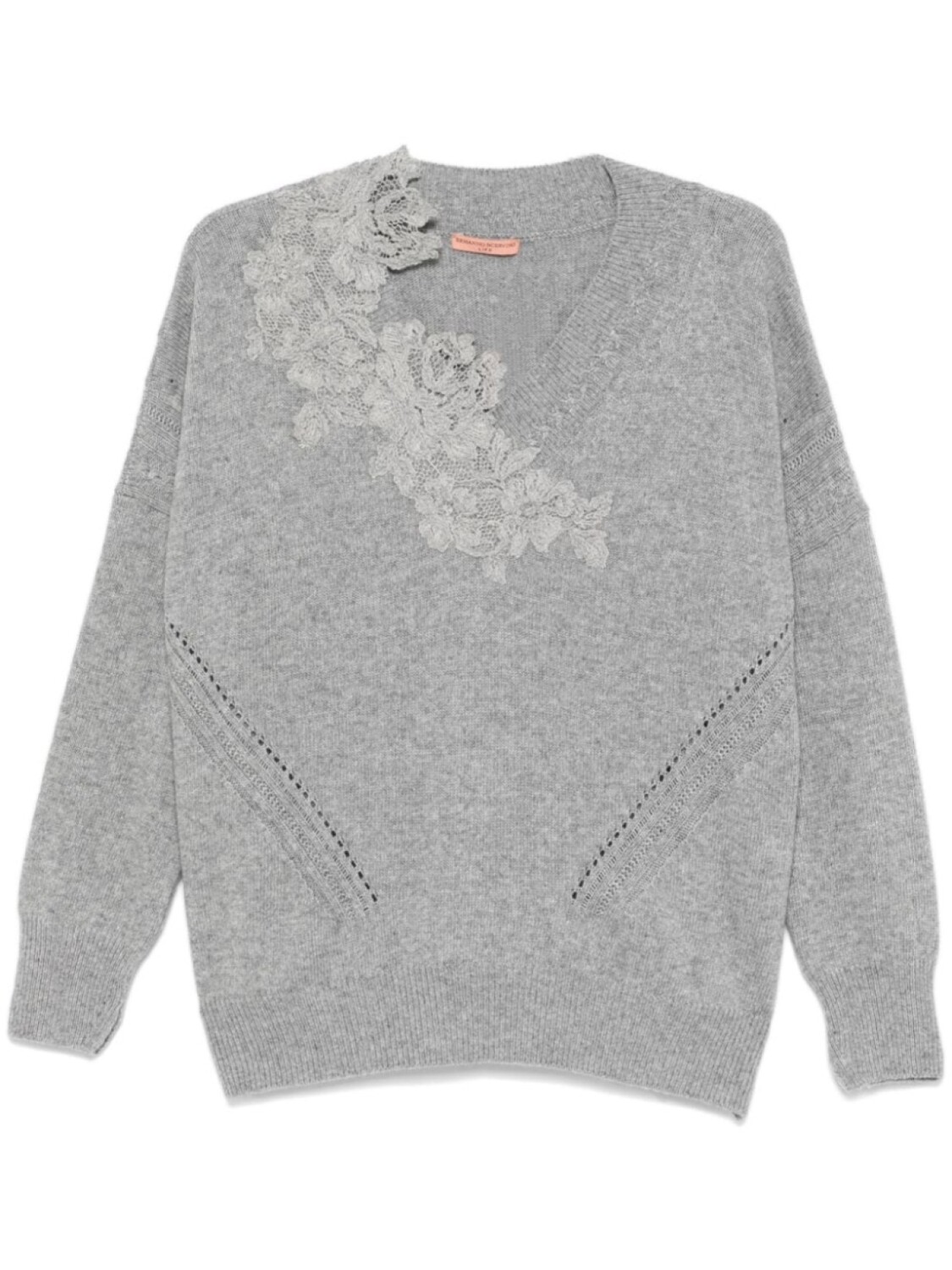 

Ermanno Scervino свитер с кружевной вышивкой, серый