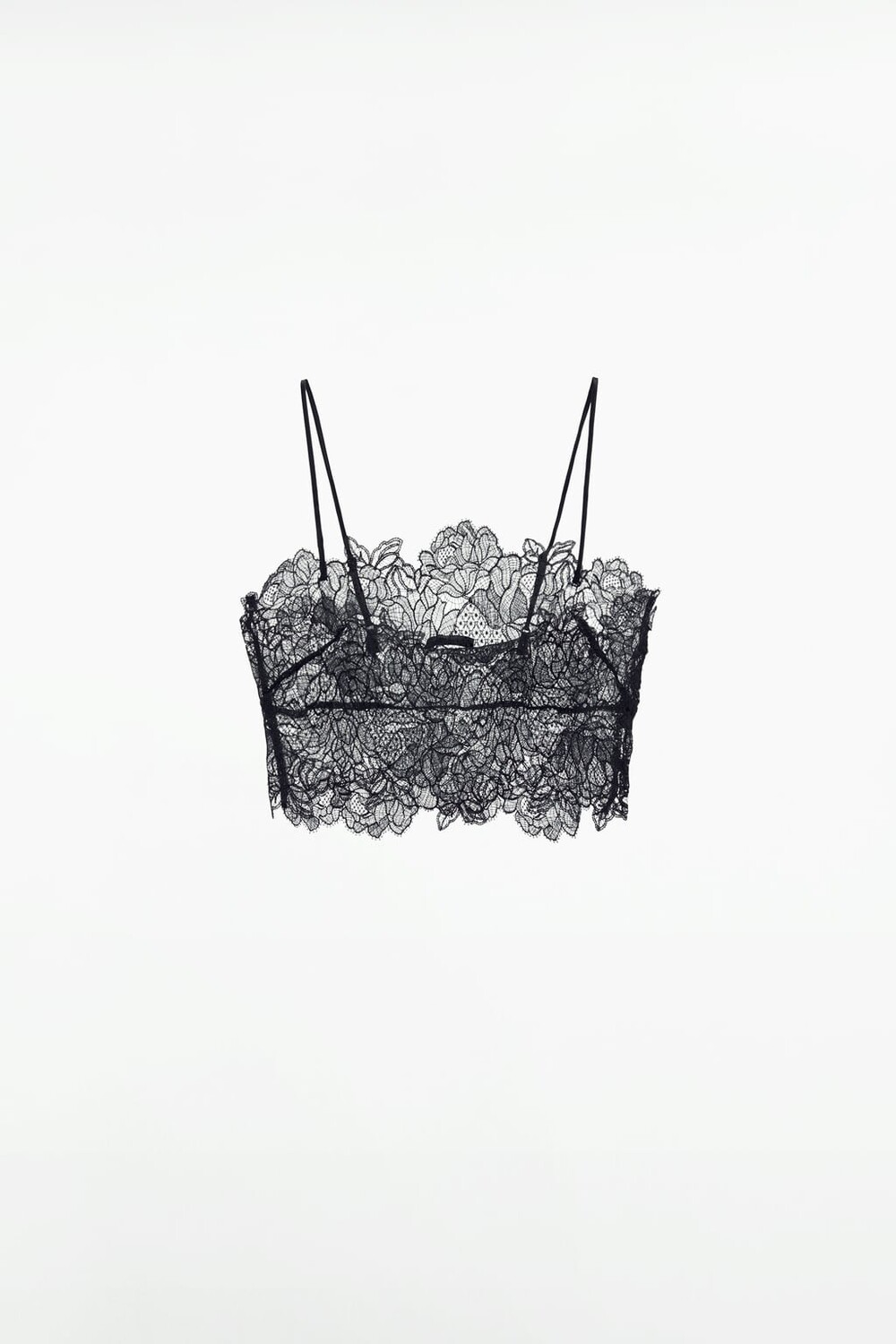 

Укороченный топ из кружева ZARA, черный