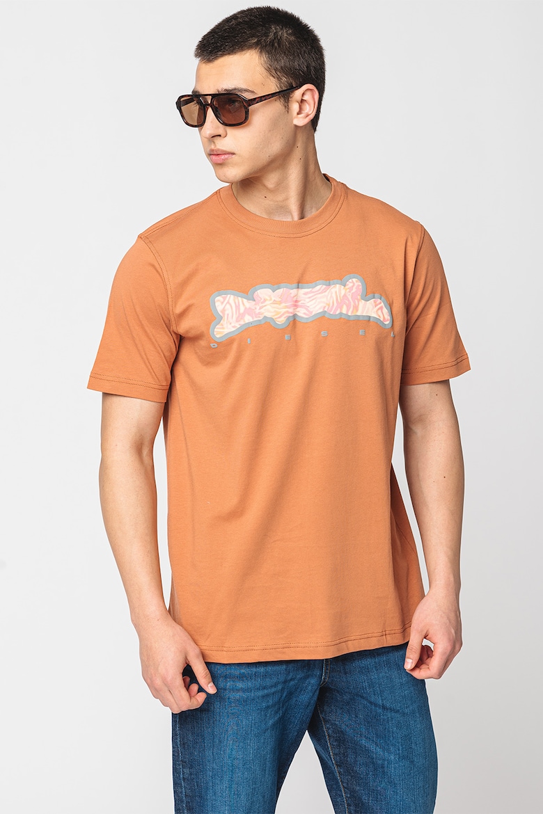 Хлопковая футболка Oqiam с принтом Diesel, оранжевый