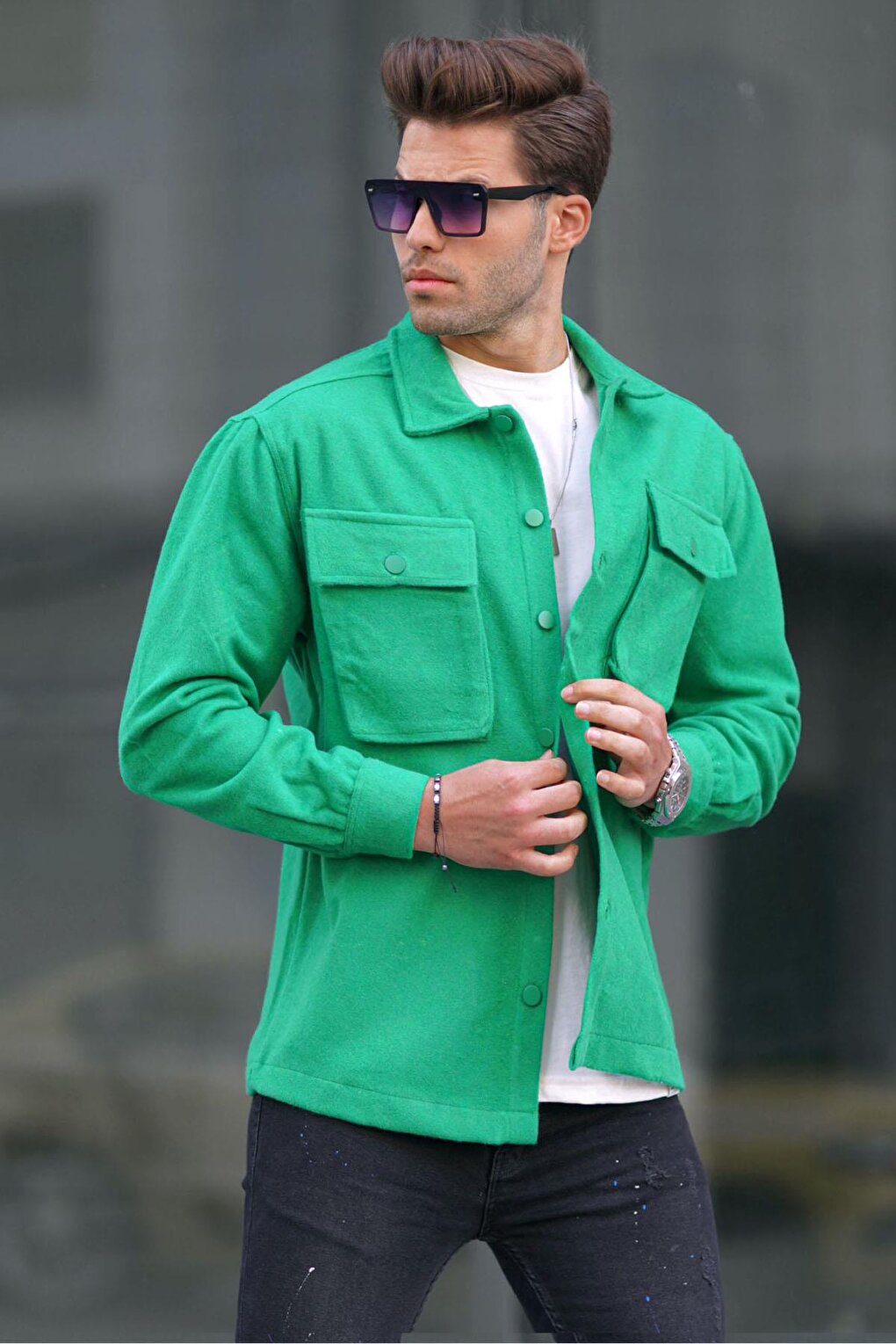 Зеленая мужская рубашка Oversize Lumberjack 6709 MADMEXT
