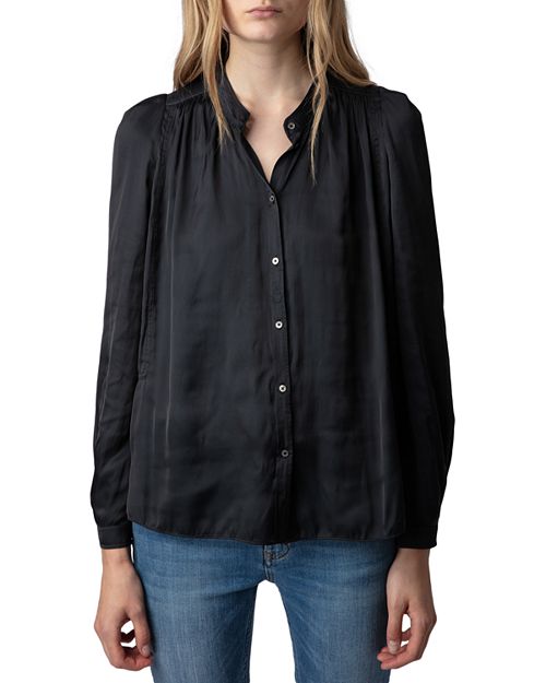 цена Атласная блузка Tchin Zadig & Voltaire, цвет Black