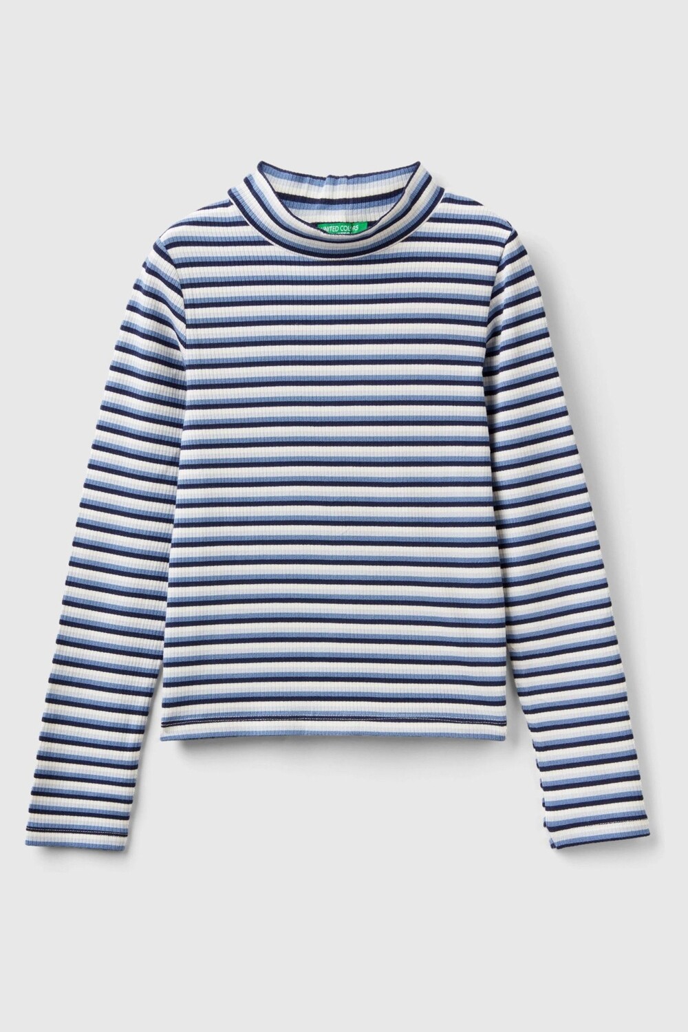 

Розовая блузка в рубчик с длинными рукавами и полосками Benetton, синий
