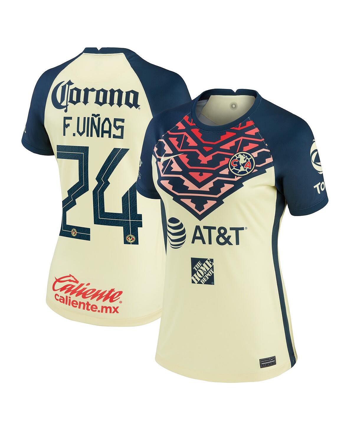 

Женская футболка Federico Vinas Yellow Club America 2021/22 Home Breathe Stadium Реплика игрока Nike, желтый