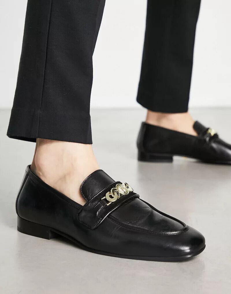 

Черные кожаные лоферы с цепочкой Walk London Woddy
