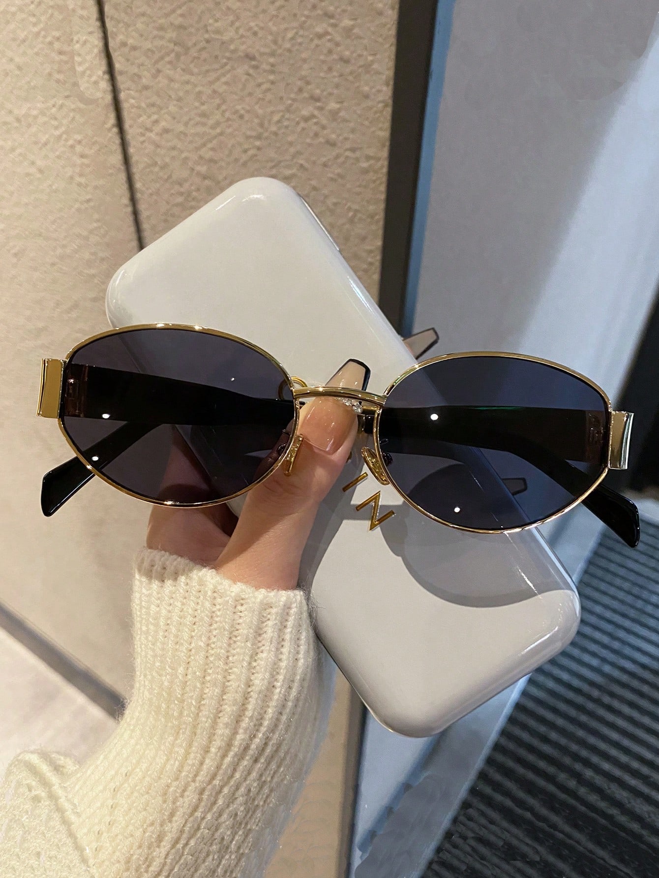 1шт женские винтажные маленькие овальные солнцезащитные очки в индивидуальной оправе