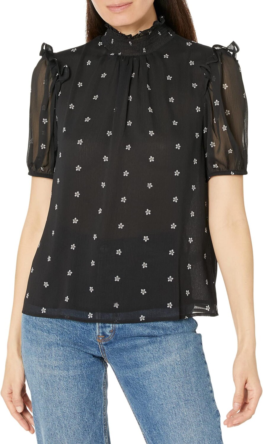 

Топ с короткими рукавами и цветочным принтом Tommy Hilfiger, цвет Black Multi