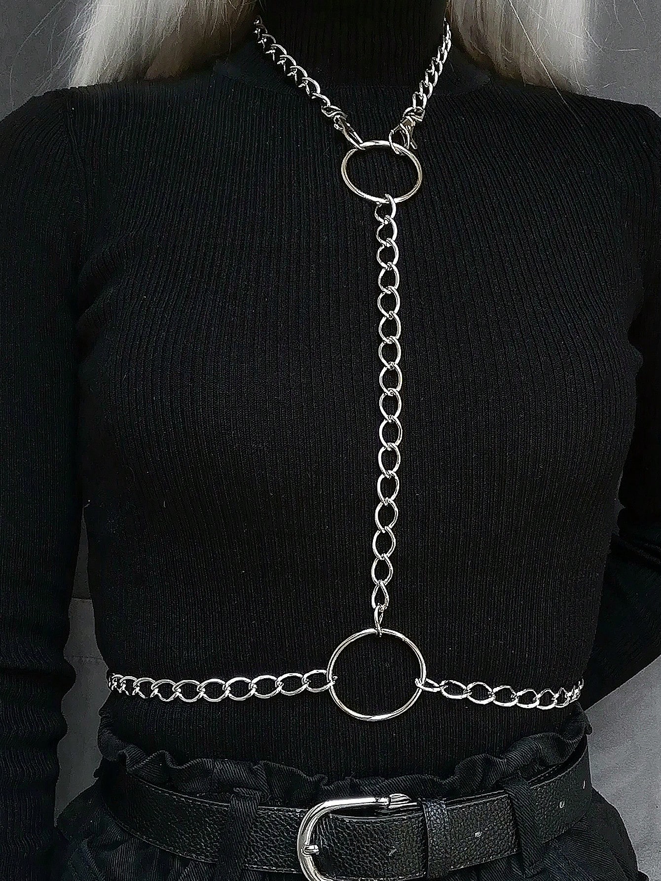 1 шт. женская сексуальная серебряная круглая цепочка в готическом стиле с геометрическим рисунком, серебро