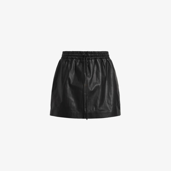 

Кожаная мини-юбка shana с кулиской на талии Allsaints, черный