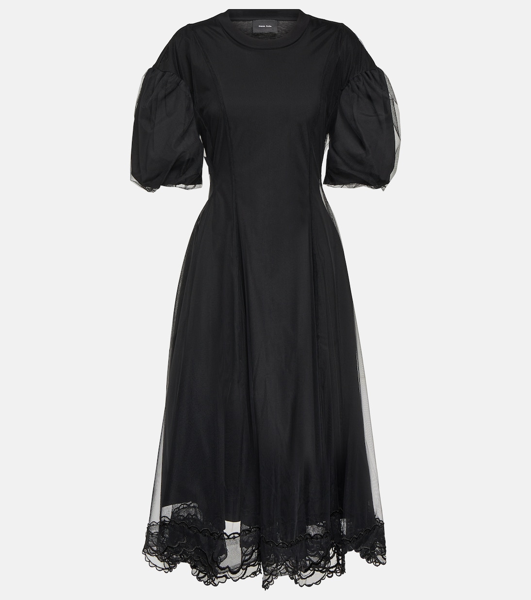 повседневное платье с оборками simone rocha Хлопковое платье миди Simone Rocha, черный
