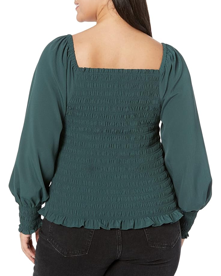 

Топ Madewell Plus Lucie Bubble-Sleeve Smocked Top, цвет Dark Palm