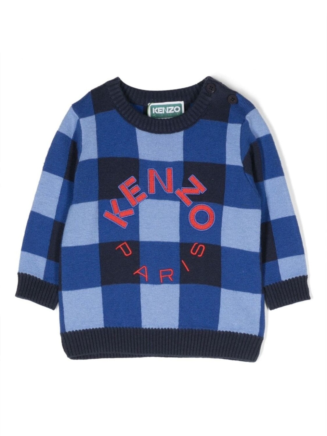 

Kenzo Kids толстовка в клетку гингем с вышитым логотипом, синий