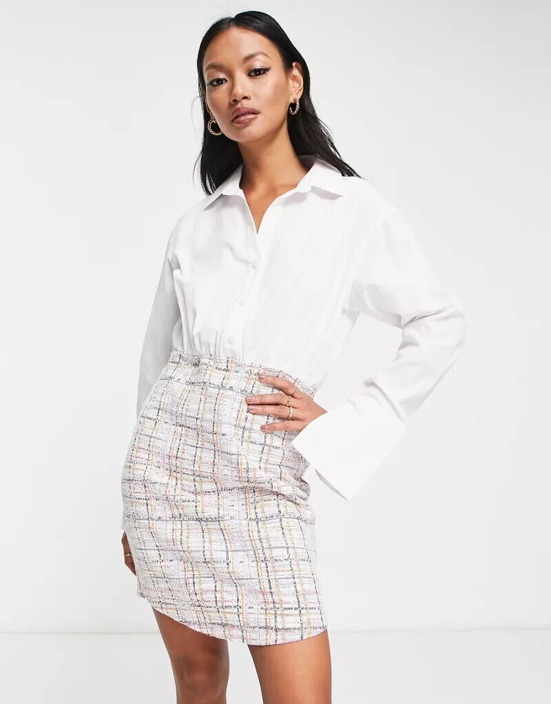 

Платье-рубашка мини 2 в 1 ASOS и розовая юбка-букле