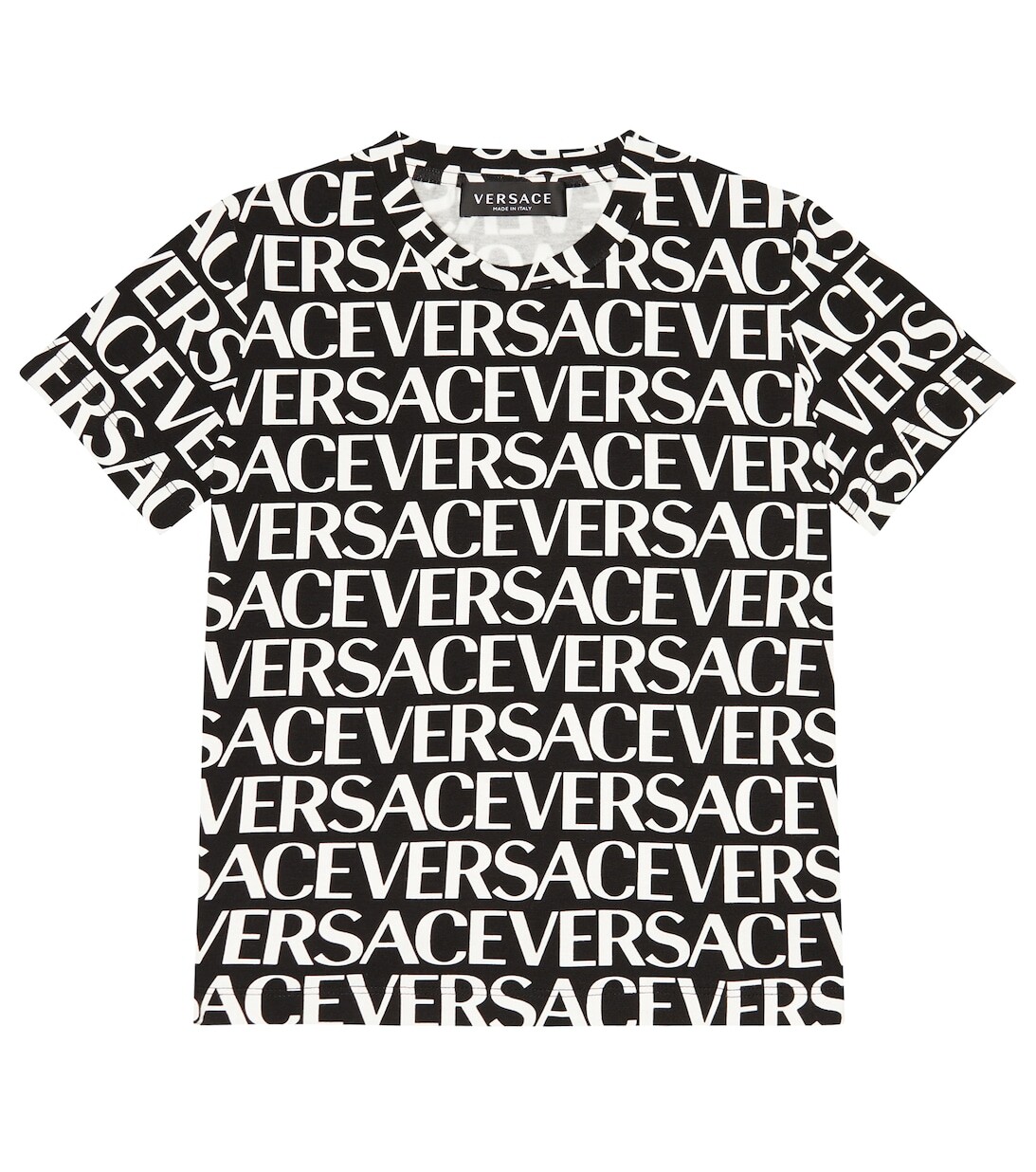 

Футболка из смесового хлопка с логотипом Versace, черный