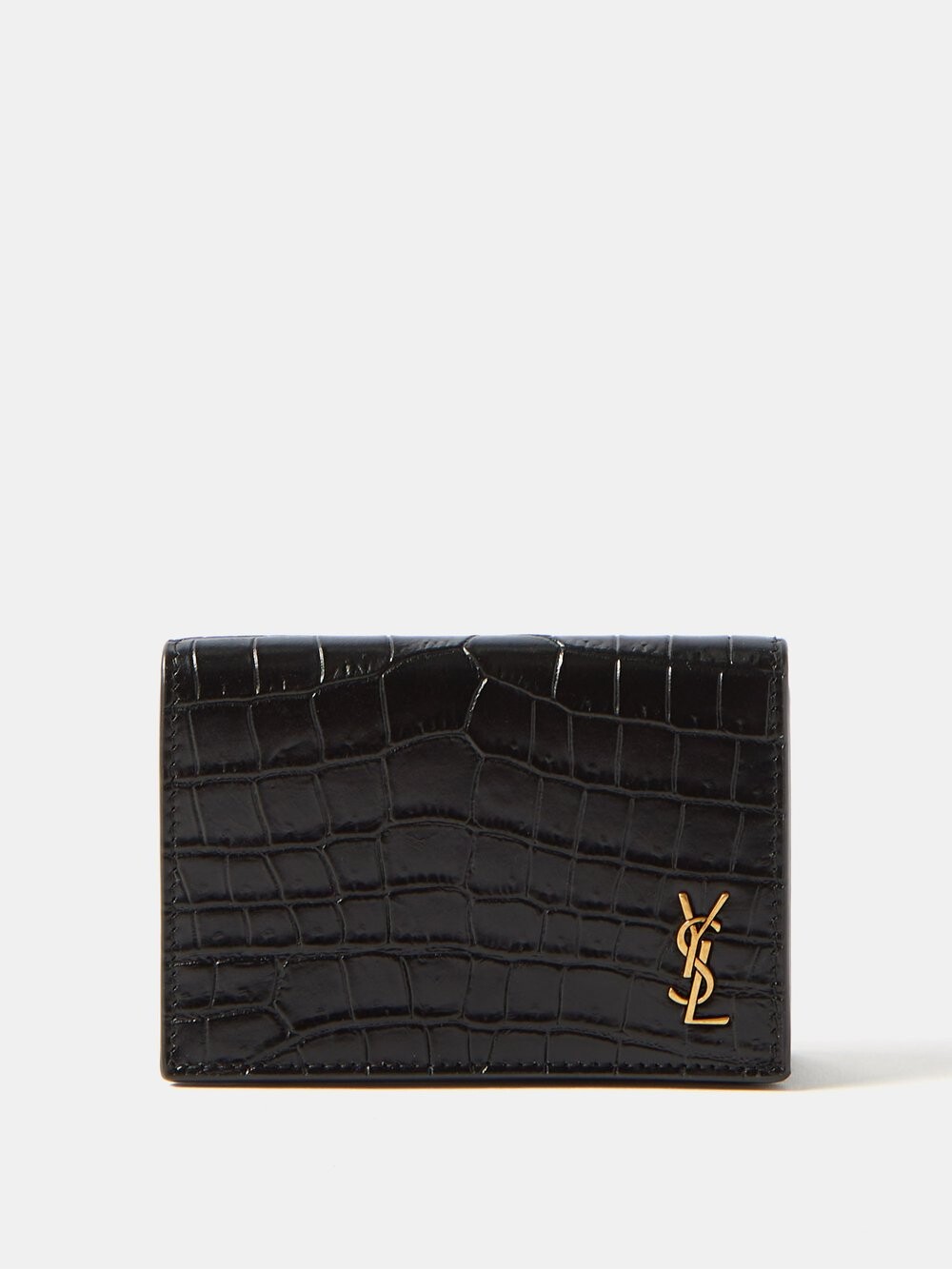 

Складной кошелек ysl из кожи с тиснением под крокодила Saint Laurent, черный