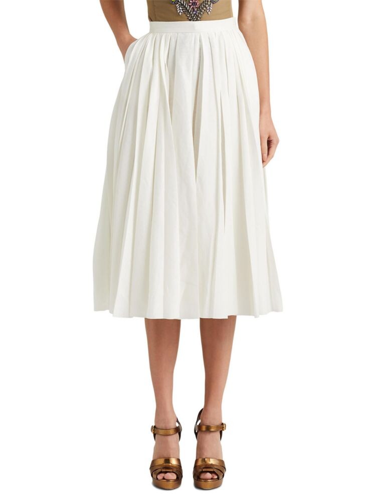 

Плиссированная льняная юбка Arnav Ralph Lauren, цвет Off White