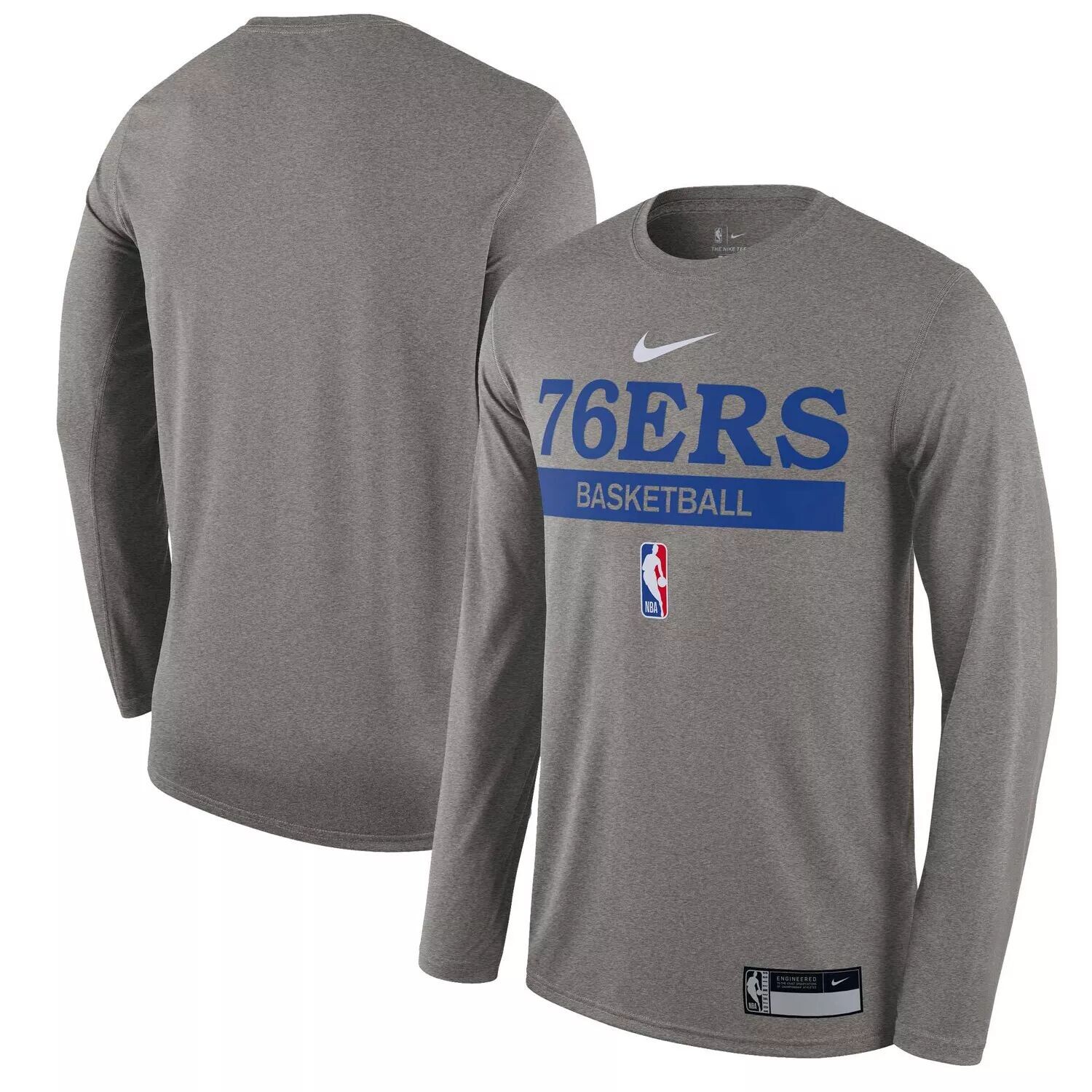 

Мужская серая футболка Philadelphia 76ers 2022/23 Legend для тренировок на корте с длинным рукавом Nike, Серый