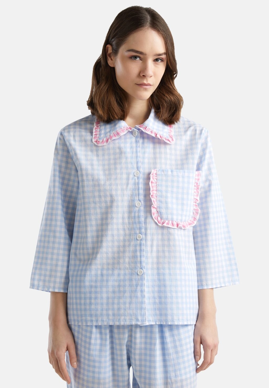 

Пижамный топ VICHY CHECK PATTERN United Colors of Benetton, Светло-синий