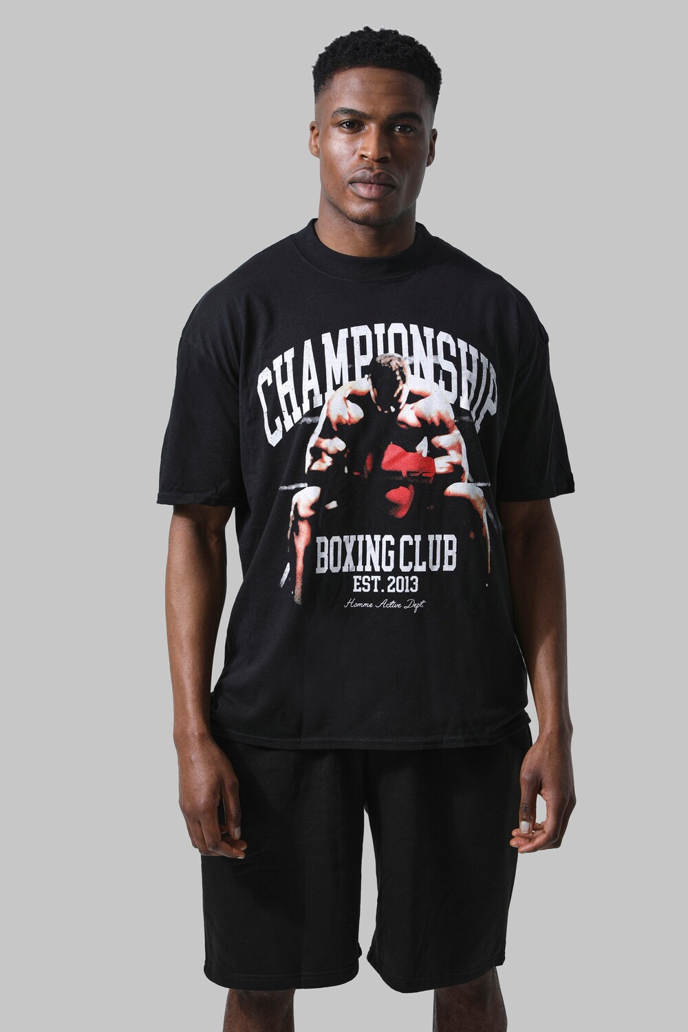 

Футболка мужская active oversize boxing club Boohoo, черный