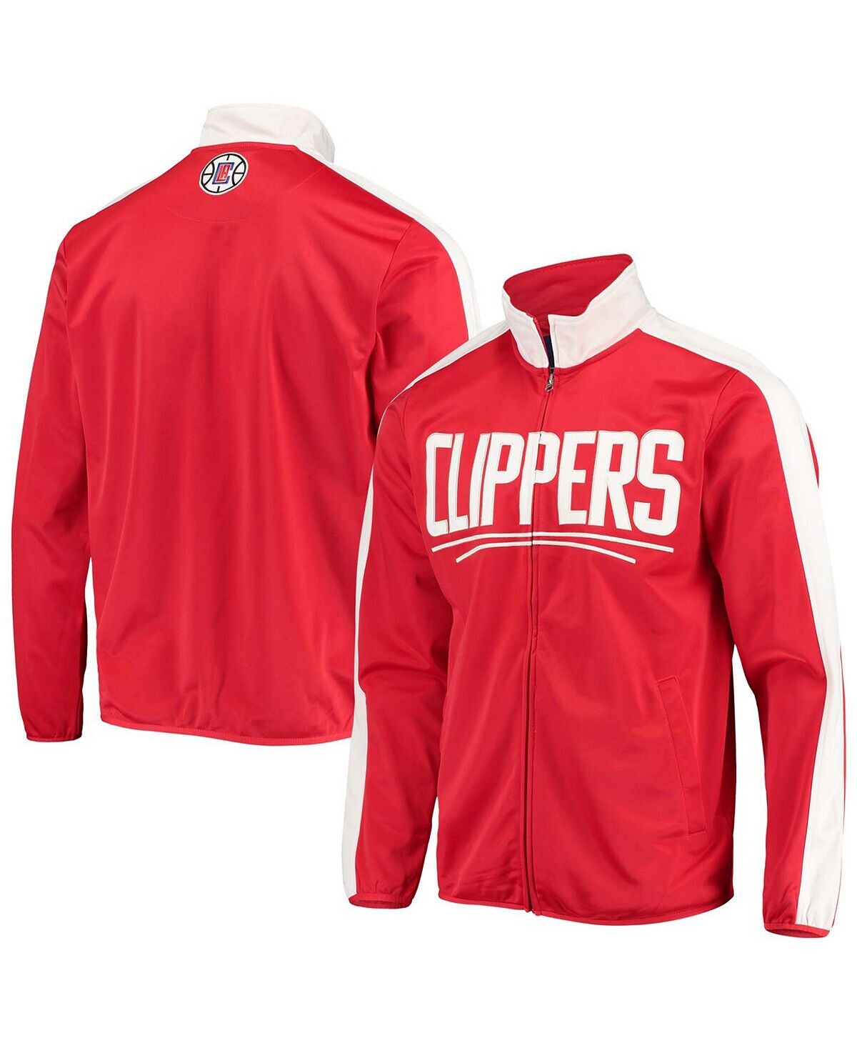 

Мужская красно-белая трикотажная спортивная куртка с молнией во всю длину LA Clippers Zone Blitz G-III Sports by Carl Banks