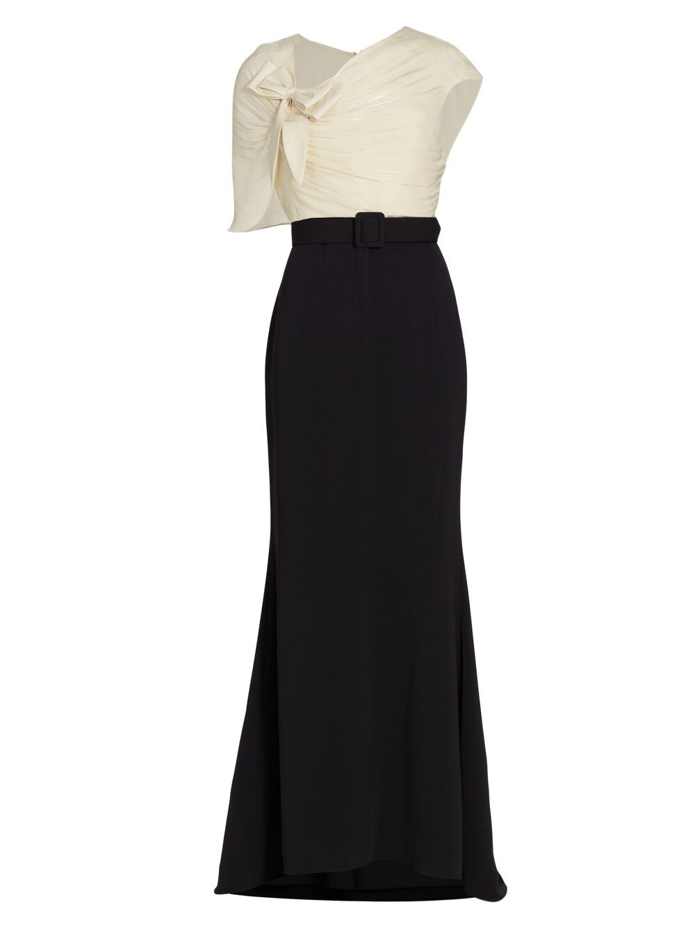 

Платье с цветными блоками, украшенное бантом Badgley Mischka, черный