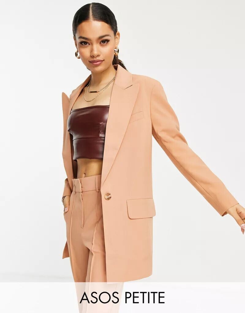 

Нежно-розовый удлиненный пиджак ASOS Petite Perfect