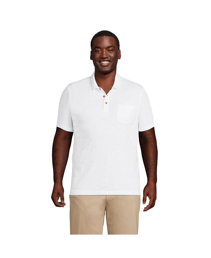 Мужская футболка-поло с короткими рукавами и карманами Lands' End, белый