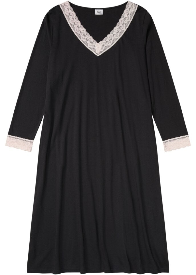 

Ночная рубашка из вискозы и кружева Bpc Bonprix Collection, черный