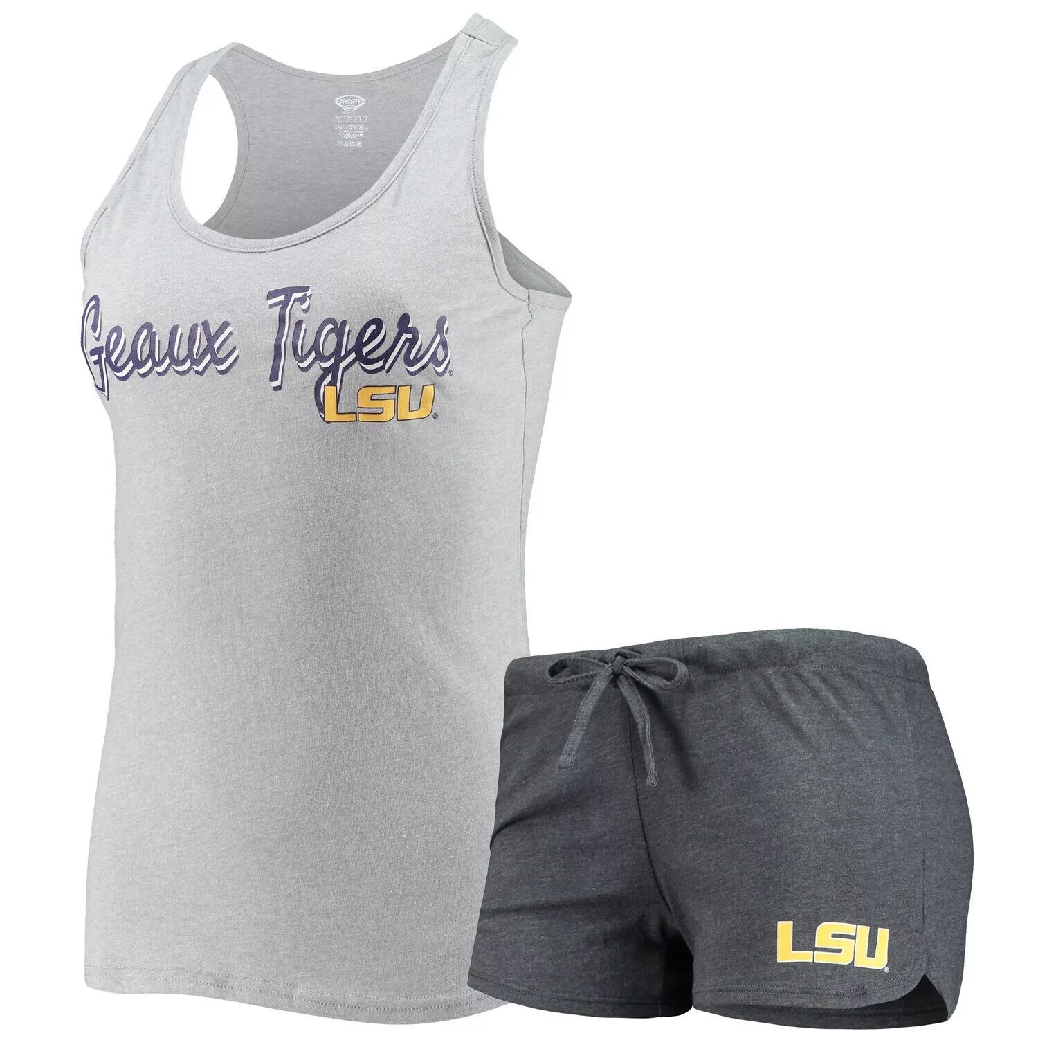 

Женский комплект для сна с топом на бретелях и шортами LSU Tigers Anchor, серо-серый/серый с принтом Concepts Sport