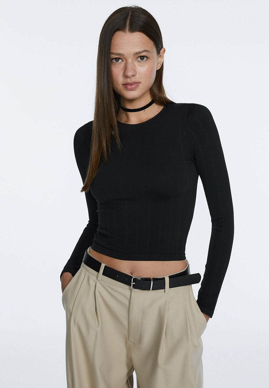 

Рубашка с длинным рукавом Stradivarius, черный