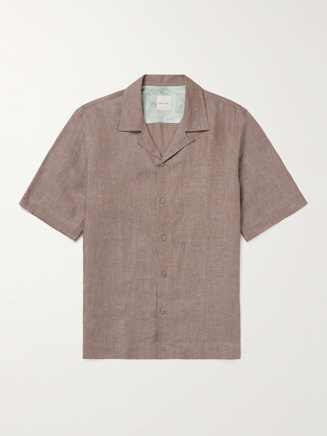

Льняная рубашка со сменным воротником PAUL SMITH, коричневый
