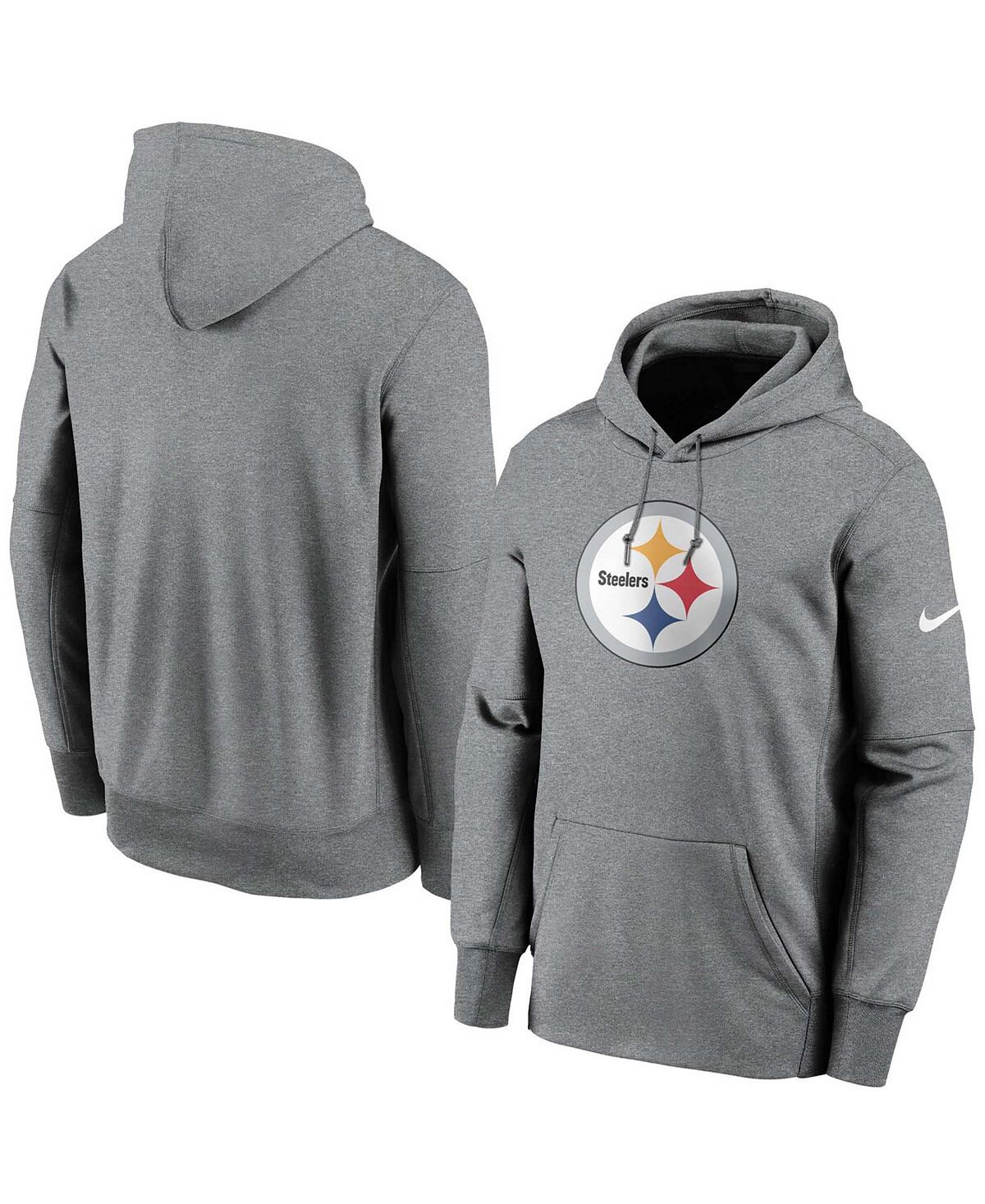 

Мужской серый пуловер с капюшоном Pittsburgh Steelers Fan Gear Primary Logo Performance Nike