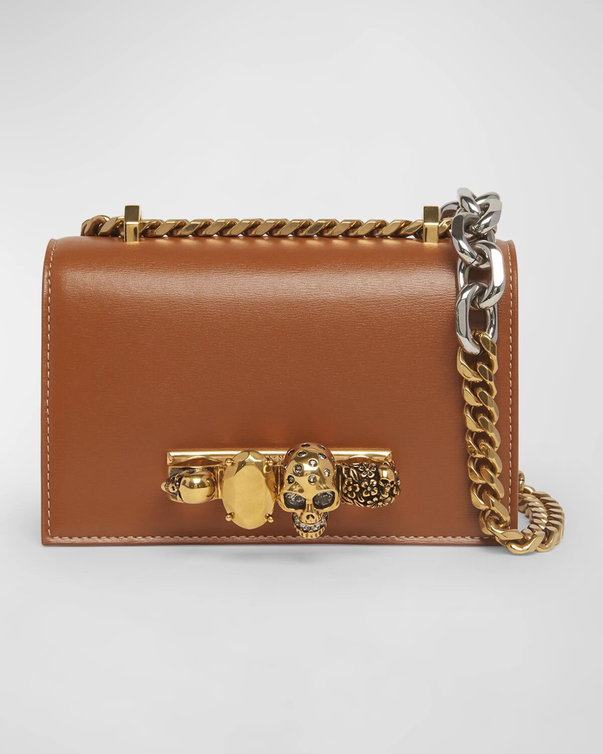 

Кожаная сумка через плечо Mini Skull Jewel Alexander McQueen, цвет Caramel Tan