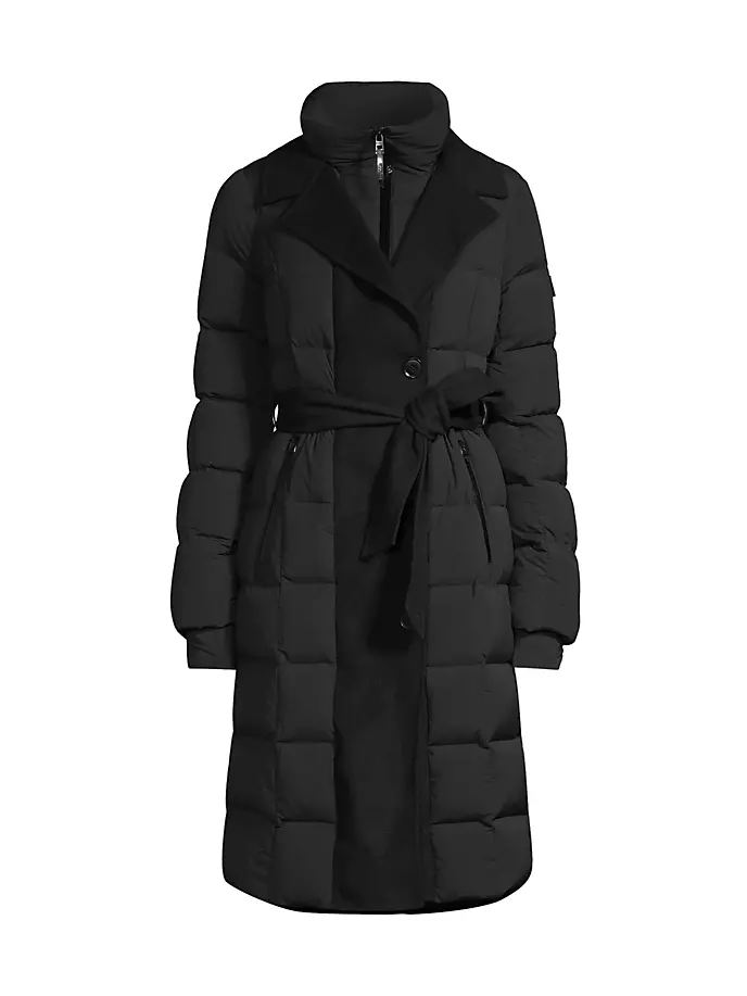 Пальто из шерсти и пуховика с поясом Dalya Rudsak, черный