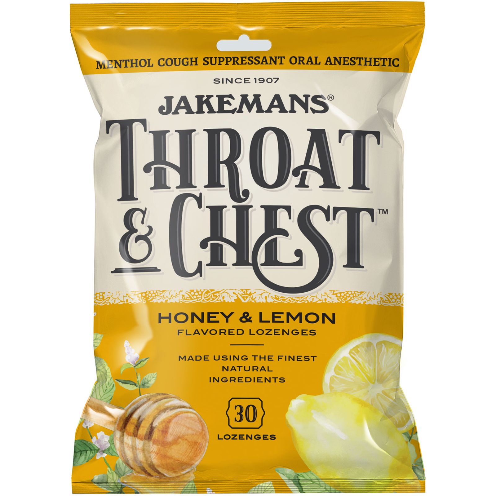 цена Jakemans Леденцы от кашля Throat & Chest со вкусом меда и лимона 30 леденцов