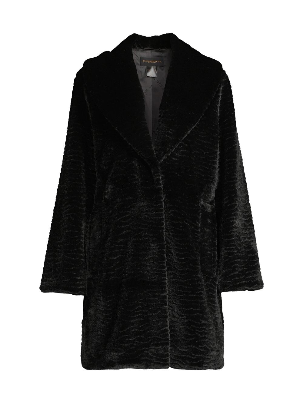 

Пальто из искусственного меха с шалевым воротником Donna Karan New York, черный